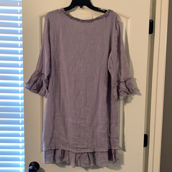 Gauze dress. Lilac gray - Picture 2 of 4